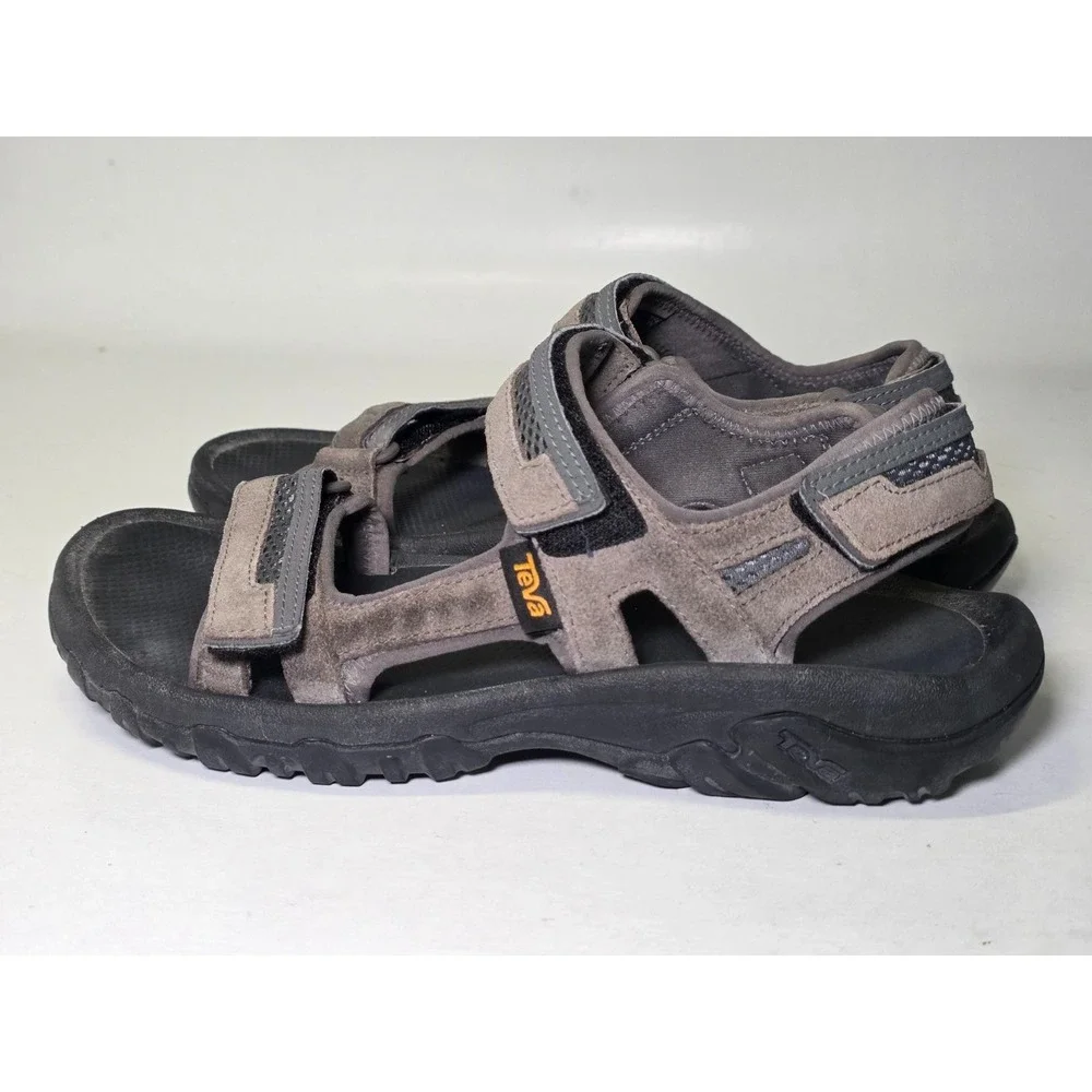 Teva Hudson‎ Men's Sandals Size 9 Gray Suede Fabric Hiking Outdoor Walking Shoes